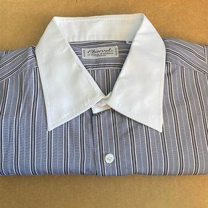 Charvet Dress Shirt Size 40 (15 3/4) Gray Stripe